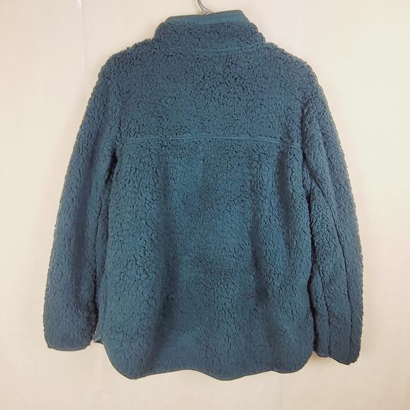 New Time and Tru green teddy bear fleece quarter zip pullover Size medium - Picture 2 of 6